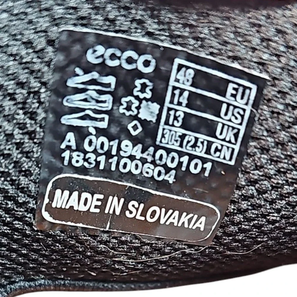 Ecco‎ Gore-Tex Leather Oxfords Walking Shoes Waterproof Black Mens Size 14 $220